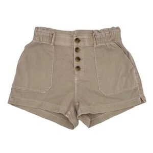 NEW American Eagle Stretch Mom Short Size 4 Tan Khaki Paperbag Button Front